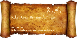 Kátay Annamária névjegykártya
